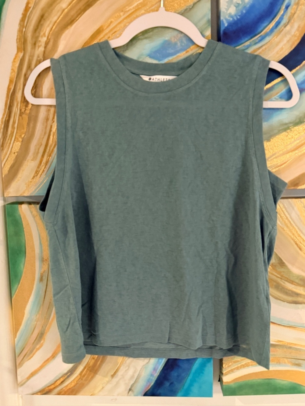 Athleta Dusty Teal Relaxed Muscle Tank - Women's Sleeveless Top